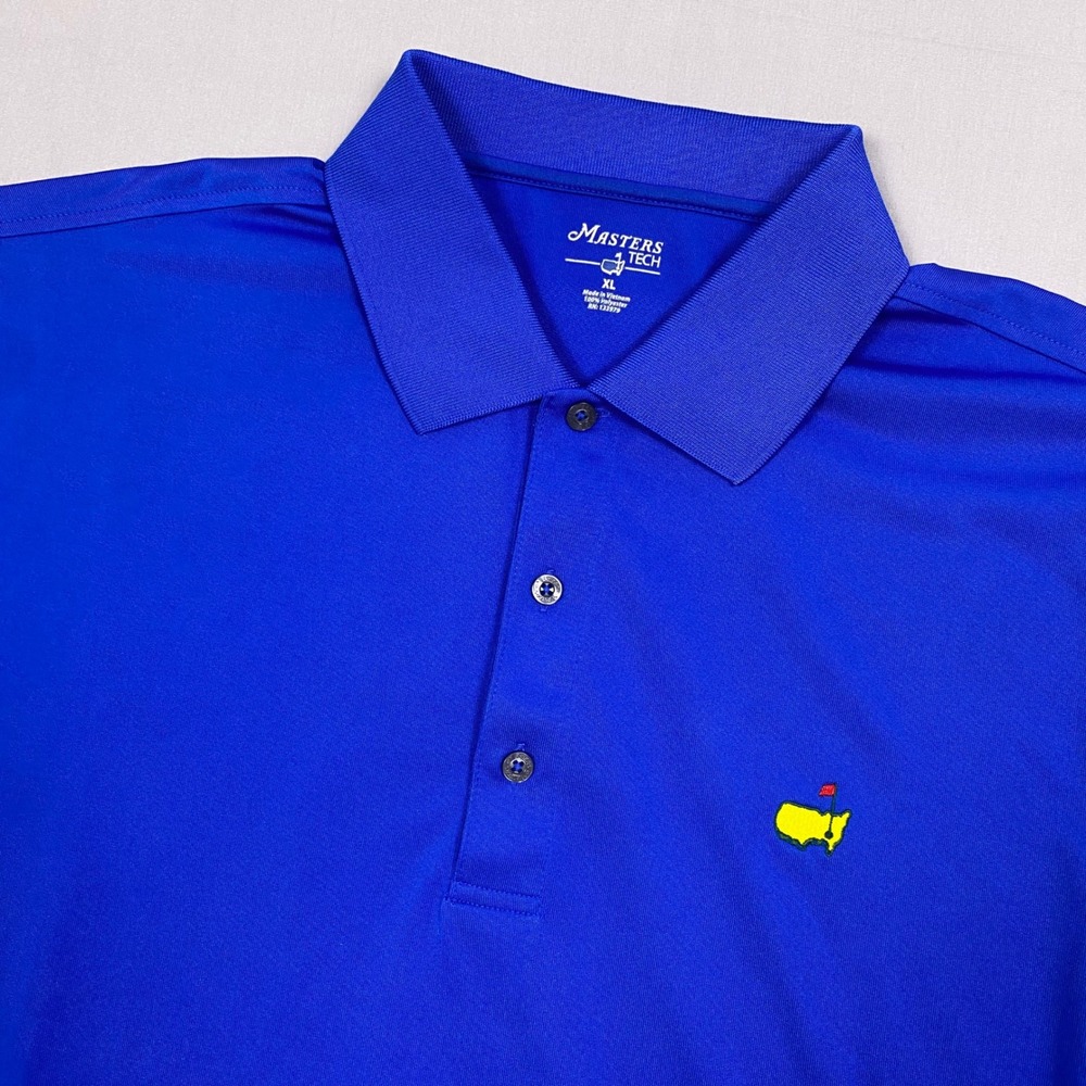 Masters Tech Golf Polo Mens XL Blue Augusta National Logo Performance Golfing
